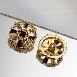 10 Pieces Fashionable Gold Color Buttons Beautiful Hollow Metal Round Shank Buttons Garment Accessories
