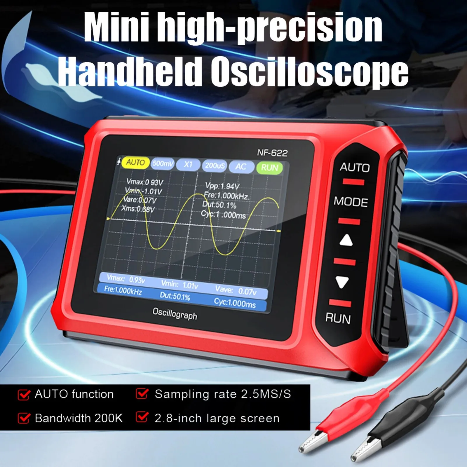 NF-622 Handheld High-precision Oscilloscope Portable Oscilloscope Multi-function Digital Generator Large-screen Display