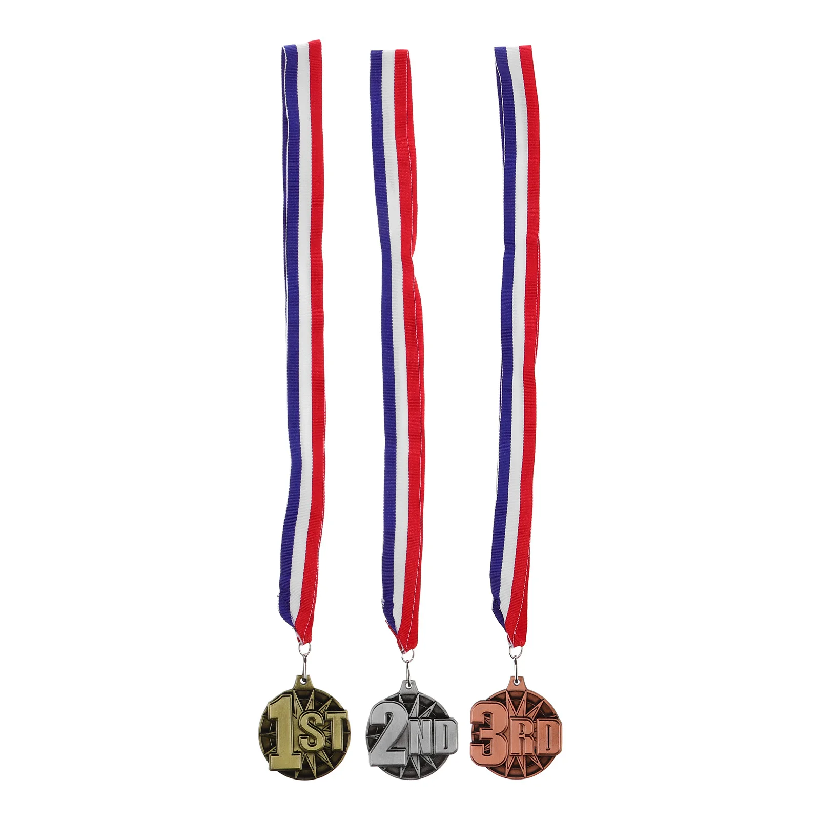 

Набор из 3 металлических наградных медалей: золотые спортивные трофеи для победителей соревнований, декоративные медали из цинкового сплава для студенческих игр