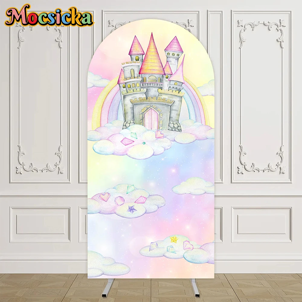 Mocsicka двусторонняя арка фотографии фоны с днем рождения торт Smash Единорог замок детские фотофоны студийный реквизит