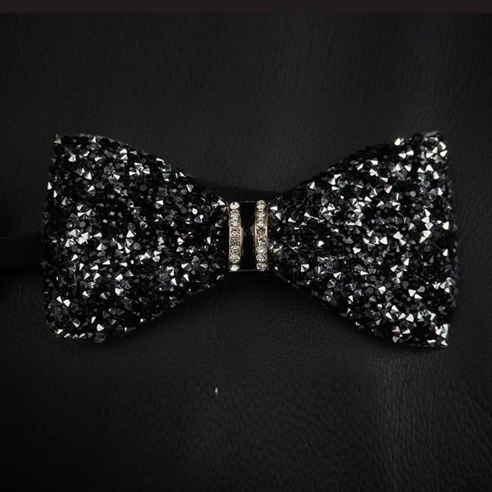 

Solid Color Rhinestone Collar Flower Adjustable Bowtie Gentleman's Bow Tie British Style Neck Decoration Men's Suit Accessory