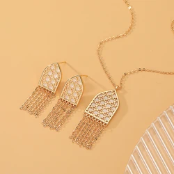 Women Fashion 2 Pcs Necklace & Earring Dubai Arabian style Shell Material Luxury Wedding Praty Middle East Tassel Jewelry Set