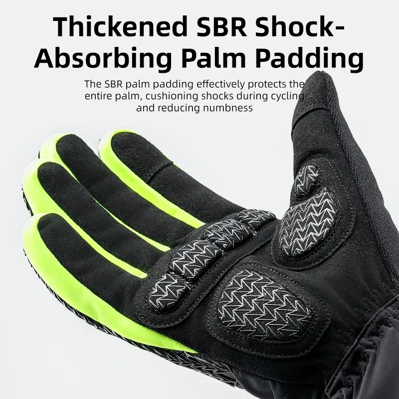 Guantes ROCKBROS con pantalla táctil para esquí, guantes cálidos para ciclismo en invierno, acolchado de palma SBR, guantes a prueba de viento de algodón Thinsulate 3M