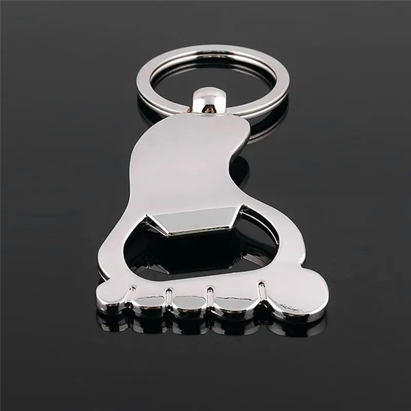 B03C-20Pcs Creative Keychain Beer Bottle Opener Baby Foot-Shaped Keychain Chain Ring Shower Gift Boy Girl Birthday Souvenir