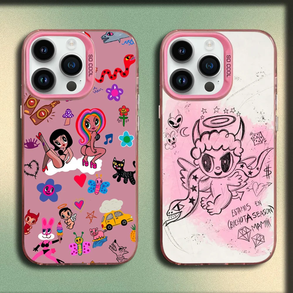 

Singer K-Karol G Phone Case For iPhone 16,15,14,13,12,11,Mini,Pro,MAX Pink Matte Silicone Cover