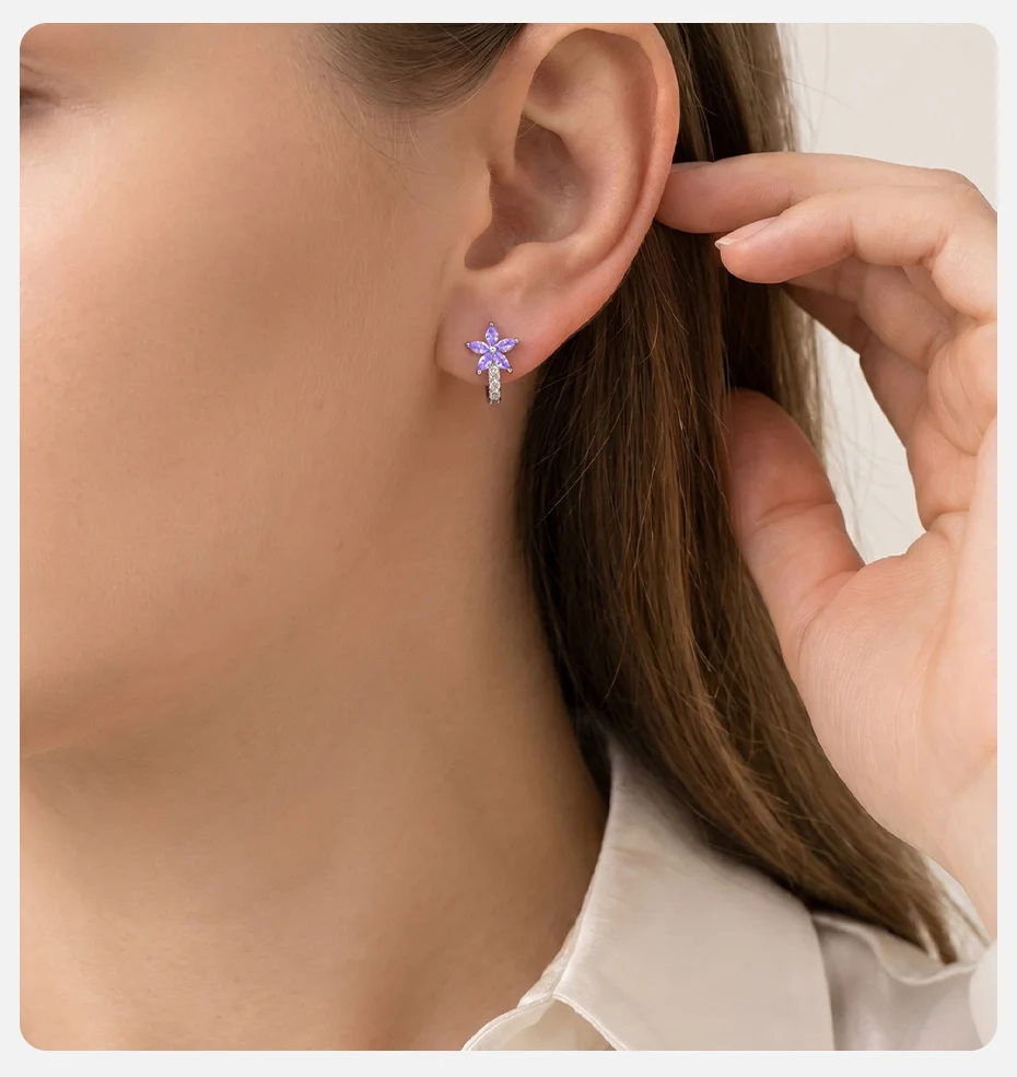 Vnox Trendy Luxus-Ohrringe mit bunten Schmetterlingen und Zirkonia für Damen, glänzende Kristall-Schleifen-Blumen-Ohrringe, Brautschmuck für Hochzeiten. – Detail 11