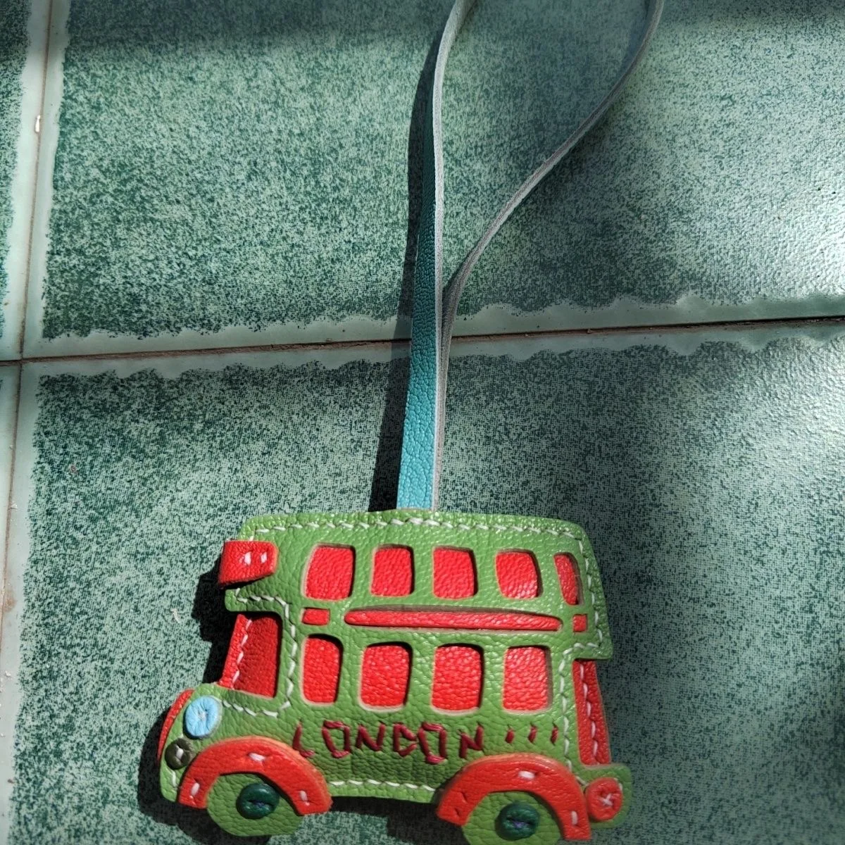 2026 Cartoon London Bus Cow Leather Handbag Pendant Keychain Exquisite Creative Handmade Coffee Cup Simple Bag Accessories