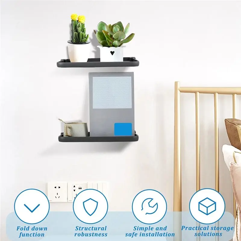 ชั้นวางของแบบพับได้ ABIB -RV ประหยัดพื้นที่ ชั้นวางของติดผนังอะลูมิเนียม ชั้นวางของแบบลอยตัวสำหรับรถบ้าน ติดตั้งง่าย อุปกรณ์เสริมสำหรับรถยนต์