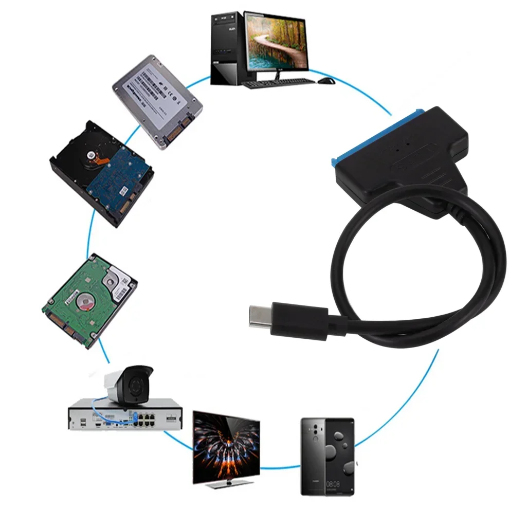 TenYua Convertitore cavo SATA a tipo C Cavo adattatore da tipo C a SATA ad alta velocità per disco rigido HDD SSD da 2,5" Cavo USB-C