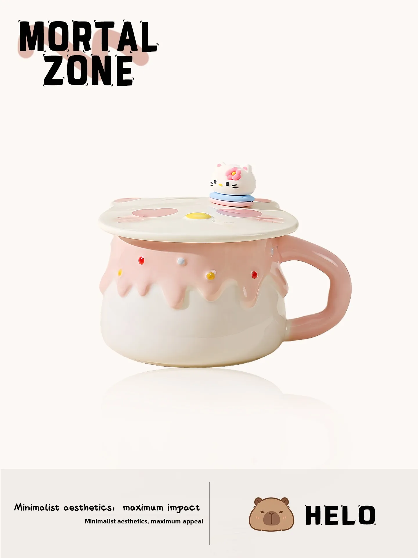 

Cute Cerc Mug with Lid And Spoon for Girls High Aesthetic Value Water Cup Chinese Brand MORTALZONE Single Ear Handle
