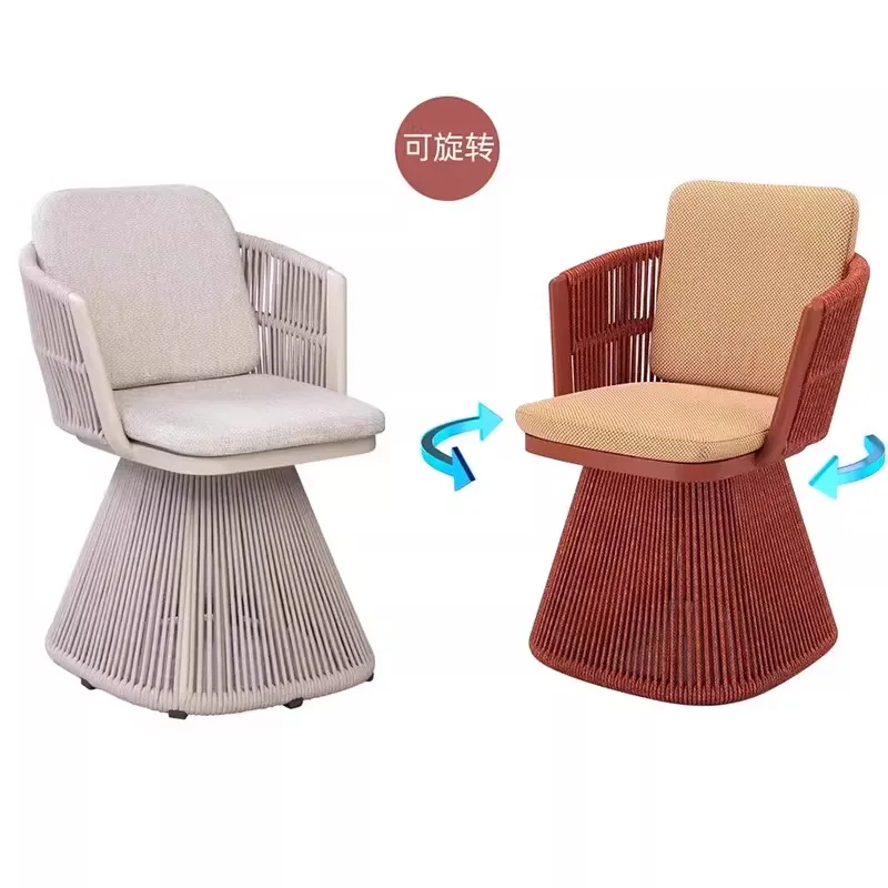 Outdoor tables and chairs, garden woven rattan chairs, terrace aluminum alloy simple single rotating chair