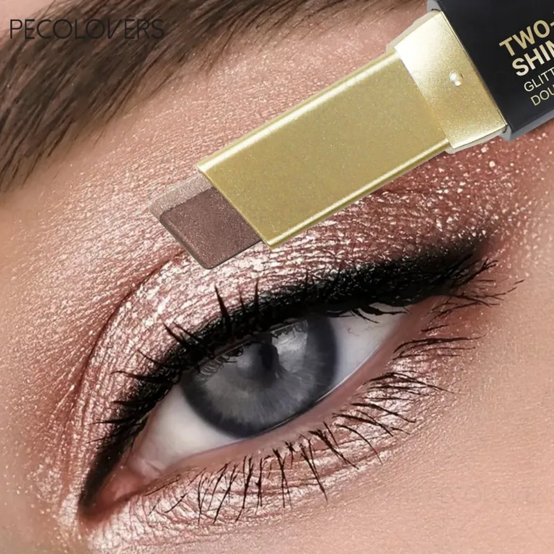 2色プッシュプルアイシャドウスティック、マルチカラー選択、ワンタッチシェイプ、防水防汗、アイコスメ