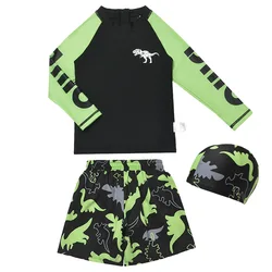 Kid's New Split Swimsuit Boys Cartoon Sunscreen Boys Quick-drying Baby Swimming Suit Teenage Children's Swimwear with Cap