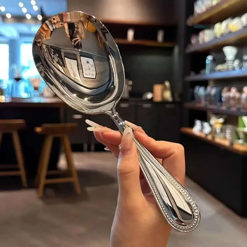 الفولاذ المقاوم للصدأ ملعقة أرز ملعقة شوربة المنزلية المشتركة ملعقة لخدمة الأرز فندق مطعم تخدم ملعقة تقاسم ملعقة #4