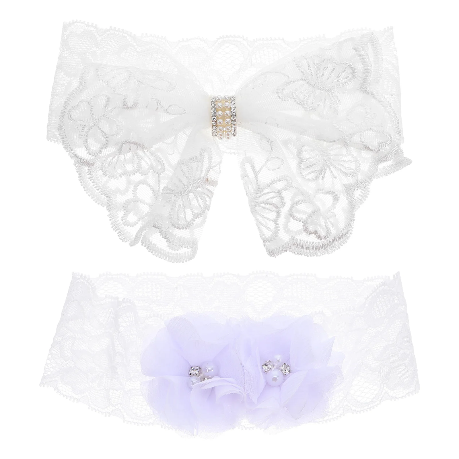 

2 Pcs Lace Hairband Headbands for Accessories Headgear White with Bow Fabric Bows