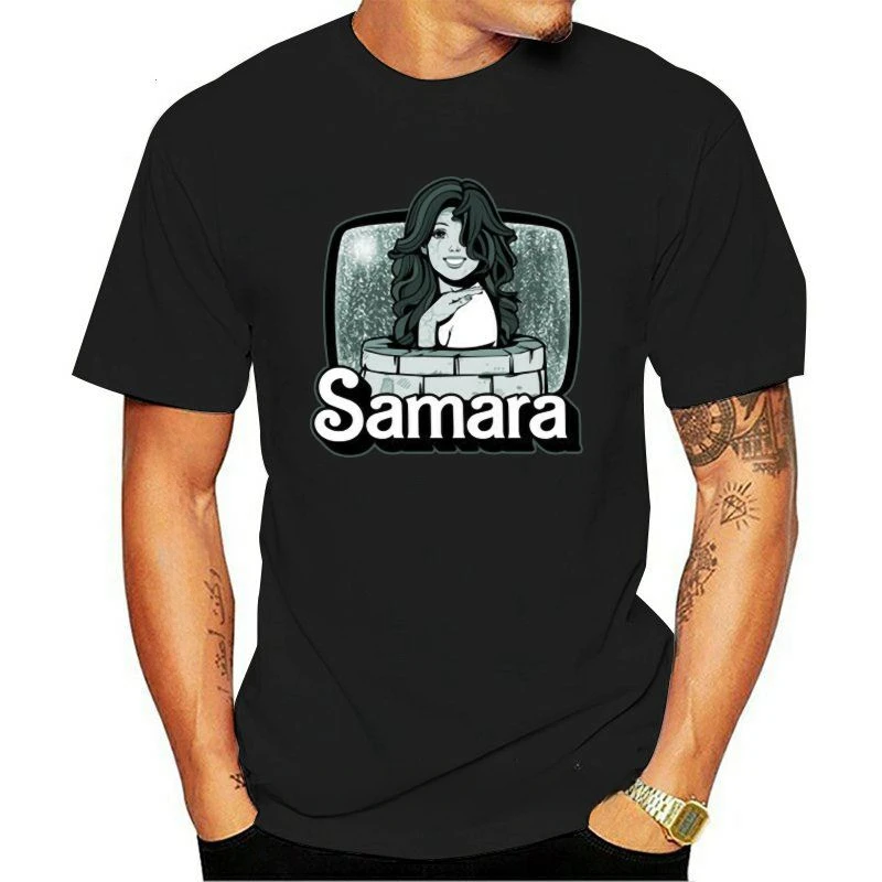 oversized t shirt  S-5Xl Homme Plus Size Tee Shirt Samara The Ring Sadako Ringu Horror Movie Funny Halloween Blak T-Shirt