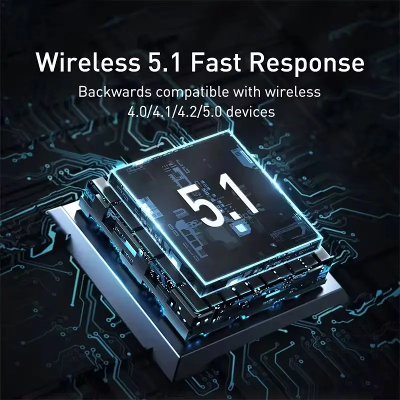 Baseus BA04 USB Bluetooth Adapter Wireless Bluetooth 5.1 Audio Receiver For PC Speaker Laptop Mouse Keyboards Earphones Win8/10