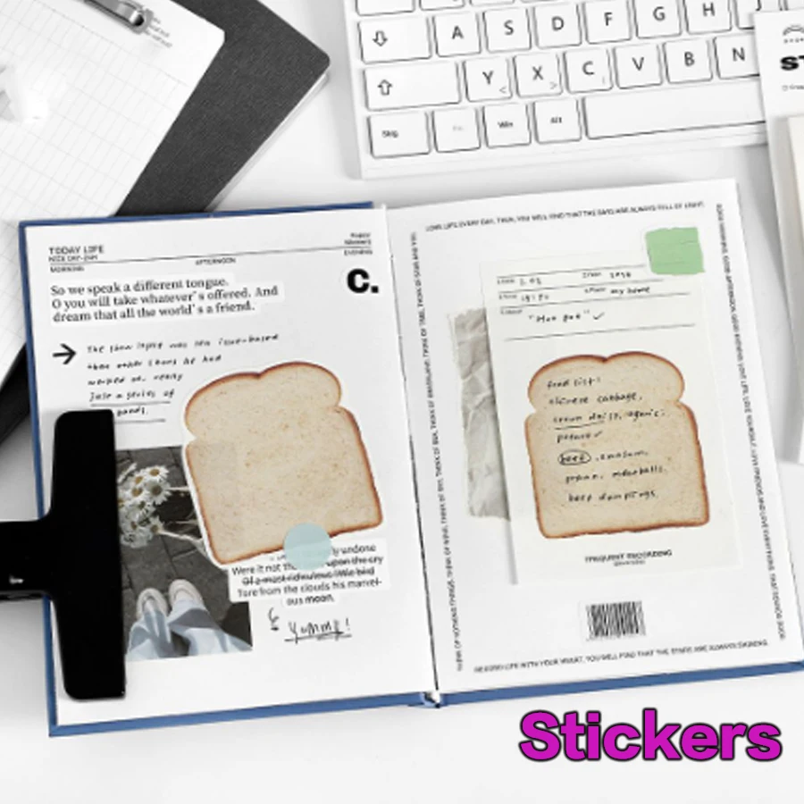 30 Stück Haftnotizen, einfaches Frühstücksthema, Notizen und Botschaften für Schüler, geeignet für Notizbücher, Bücher, DIY-Kreationen, Haftnotizen