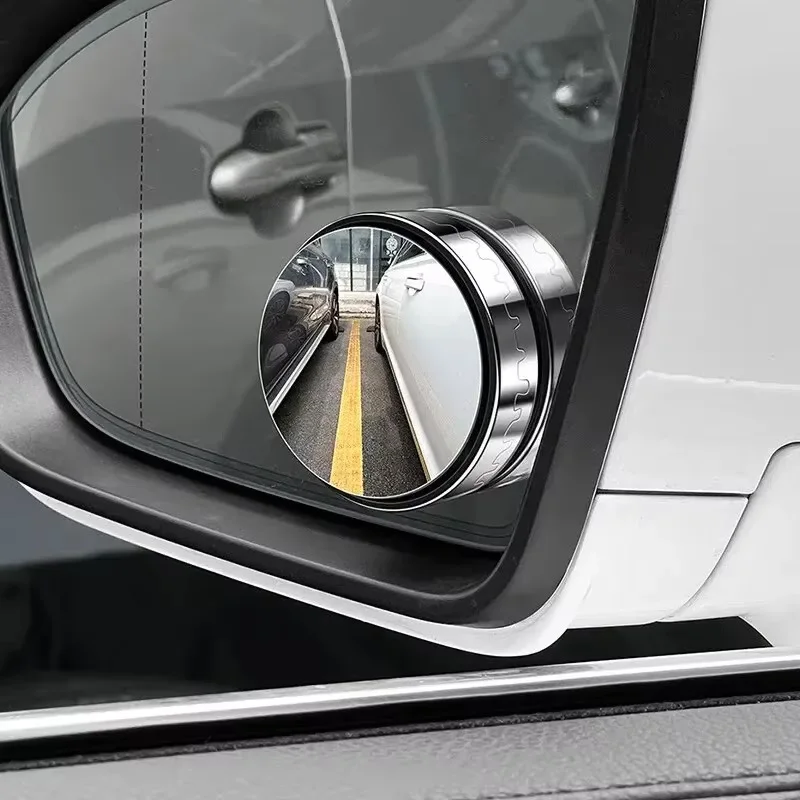 Car Blind Spot Mirror, Small Round Wide-Angle Rearview Auxiliary Glass, Black Adjustable Reverse Mirror for Sedan SUV RV