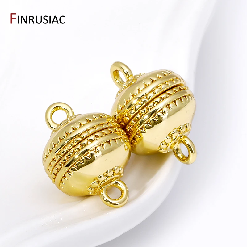 18K Gold Plated Brass Round Strong Magnetic Clasps Connector Buckle Hook Clasps For DIY Bracelets Necklaces Making Accessories