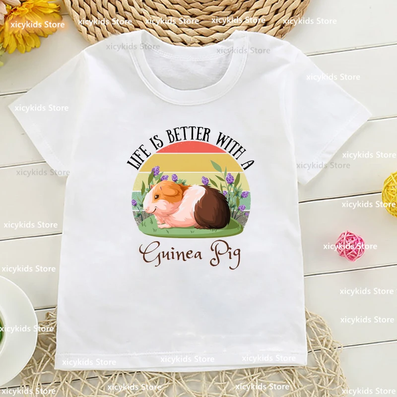 Newly Girls T-Shirt I Just Love My Guinea Pig Graphic Print Boys T-Shirt Fashion Trend Kids Tshirt Cute Children'S Clothes