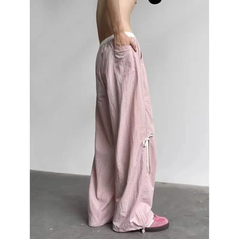 Extra Large Size 300 Catties American Retro Bow Casual Wide-leg Pants Loose and Versatile Straight Floor Pants