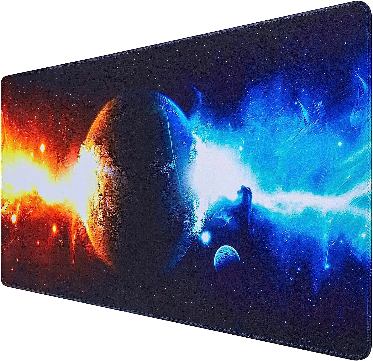 Red and Blue Light Pillars Attacking the Planet Mouse Pad  Mouse Pad 31.5x11.8 inch XXL with Non-Slip Rubber Base Stitched Edge