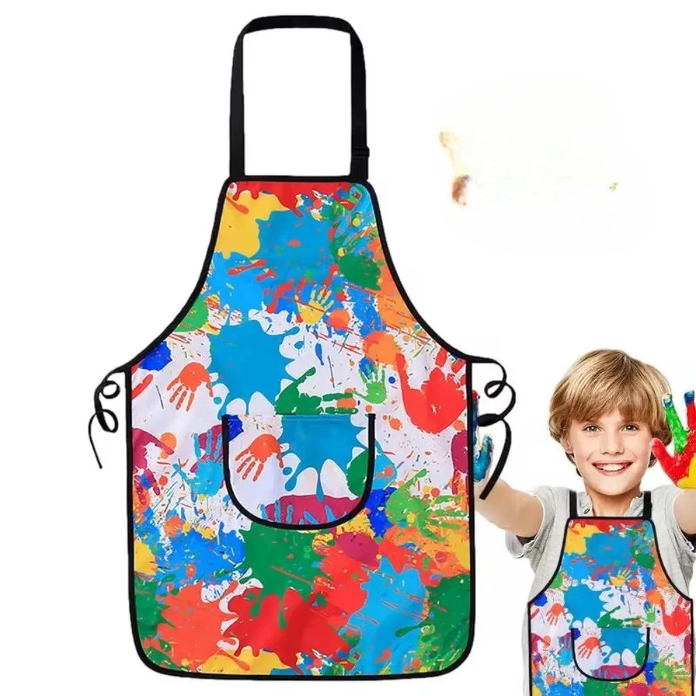 Children Painting Apron Art Students Painting Clothes Waterproof Kitchen Kindergarten Drawing Doodle Bib Easy Clean Color Dress