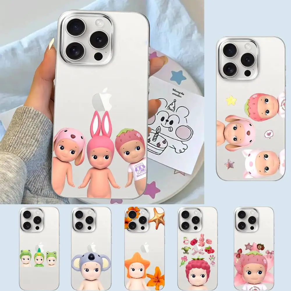 Niedliche S-Sonny Fruits A-Angles Handyhülle für iPhone 17 16 15 14 Plus 13 12 11 Pro Max Transparente Rückseiten-Abdeckung