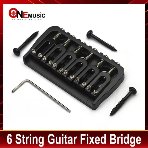 Puente fijo para guitarra de 6 cuerdas 72,8x38MM-10.6 - Puentes rígidos de metal Pieza de repuesto para guitarra eléctrica Negro/Cromo