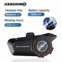 Auriculares Bluetooth para casco de motocicleta V5.3, Control por voz, llamadas manos libres inalámbricas, 1800mAh, altavoces comunicador impermeables