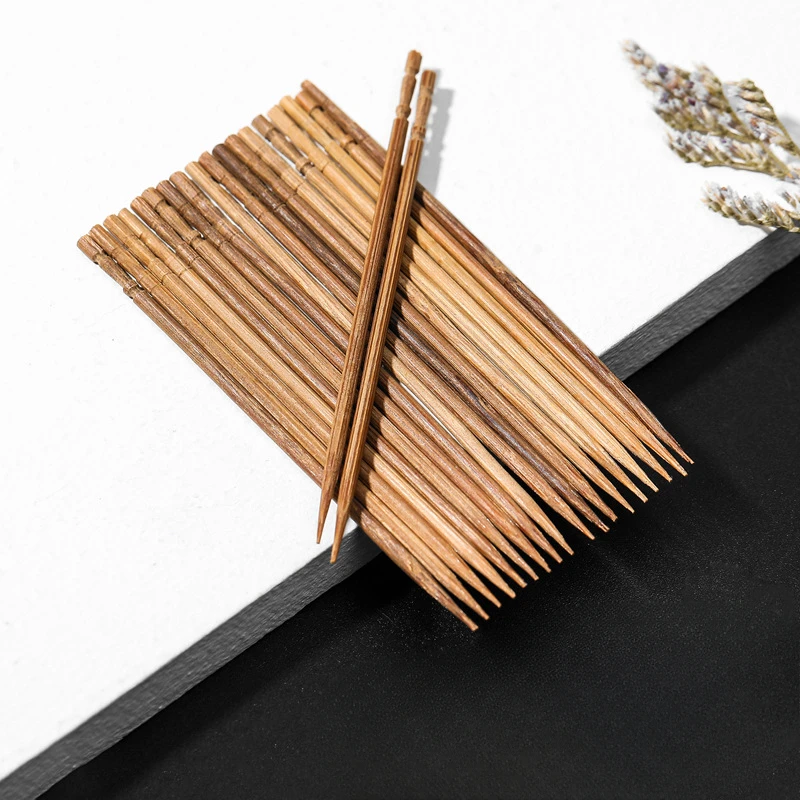 200 adet/torba Süpermarket Otel Ev Taşınabilir Tek Kullanımlık Kömürleşmiş Bambu Kürdan Tek Kafa Kürdan Meyve Kürdan