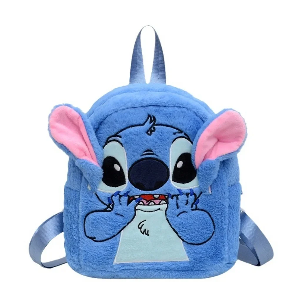 Bolso de piel de felpa de Stitch para niños, mochila de muñeca de jardín de infantes, dibujos animados, lindo, ultraligero, cómodo, elegante,