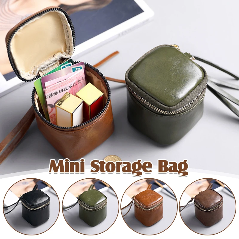 2025 New Delicate Mini Coin Purse Solid Color Simple Portable Key Organizer PU Leather Soft Bucket Lipstick Hand Bag