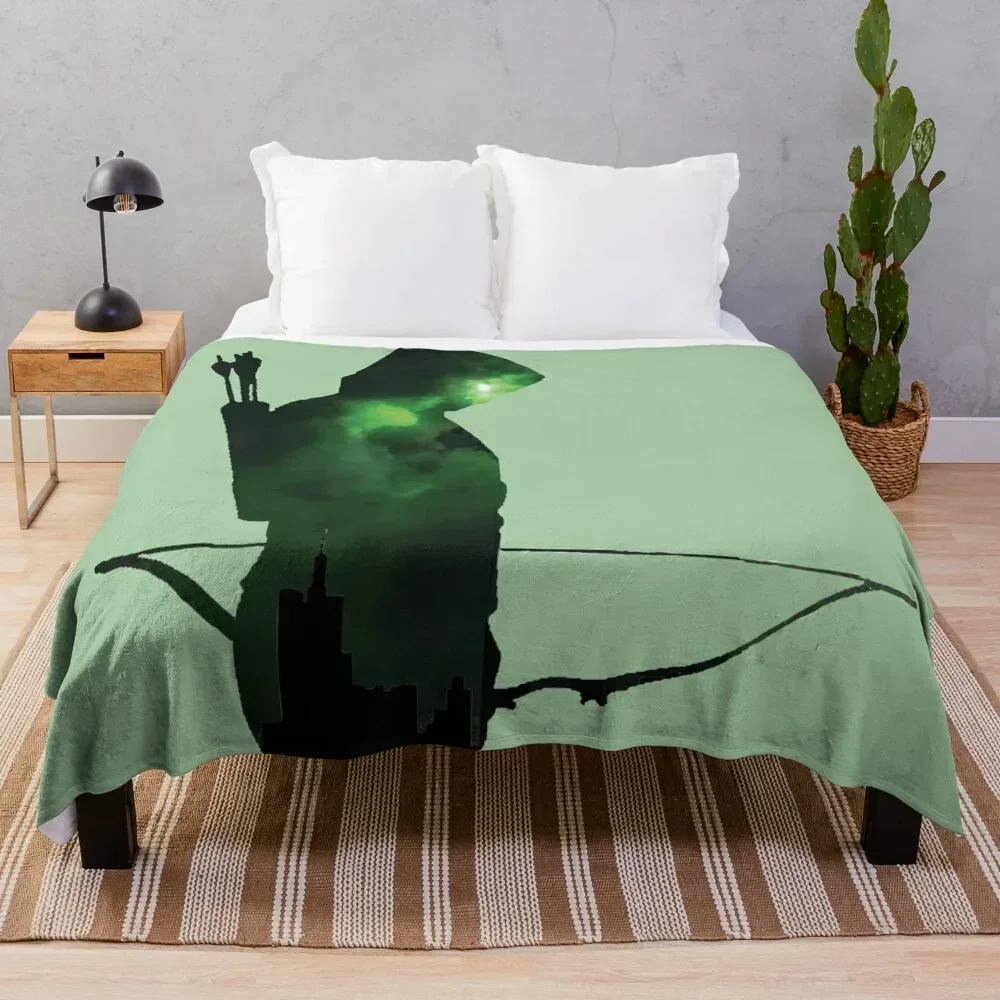 

Green Arrow Silhouette Throw Blanket Cozy Microfiber Throw Blanket for Home Bedroom
