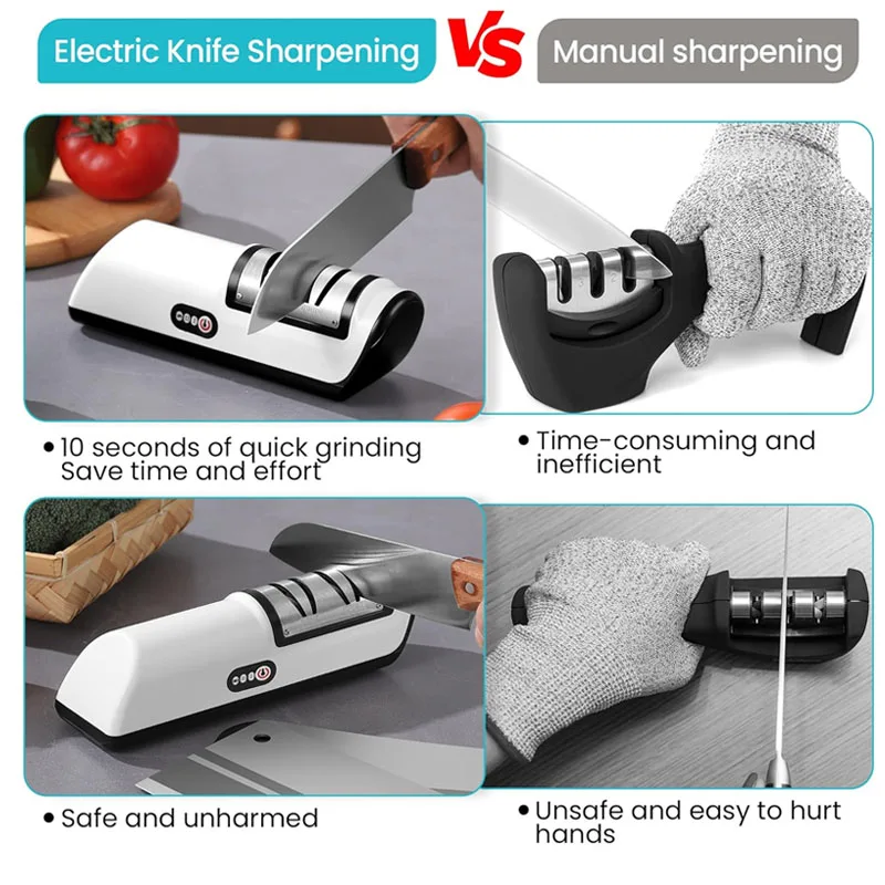 Electric Knife Sharpener Multifunctional Automatic Professional 4 Gears Kitchen Electric Knife Sharpener Kitchen Accessories