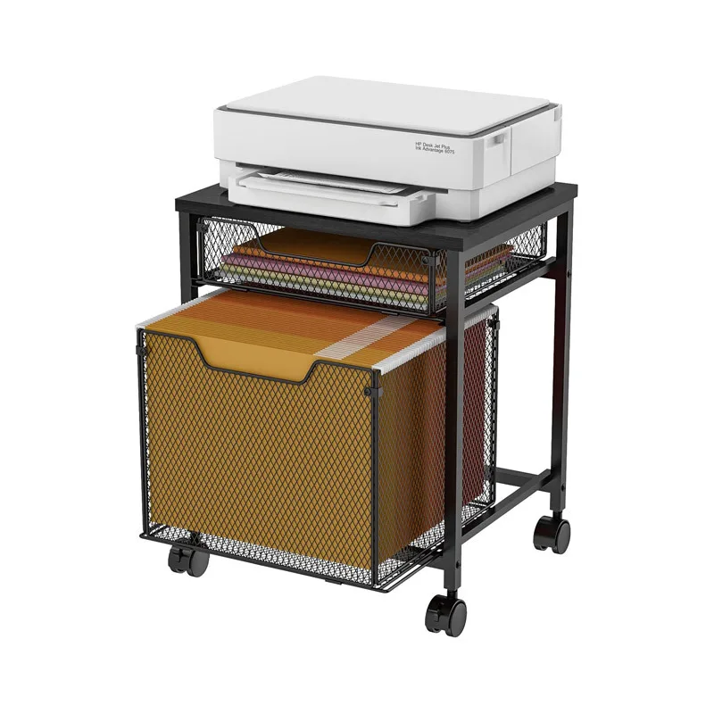 Mobile File Organizer Cart with 360° Swivel Casters Space-Saving Rolling Storage Cabinet for Home Office/Study/Living Room