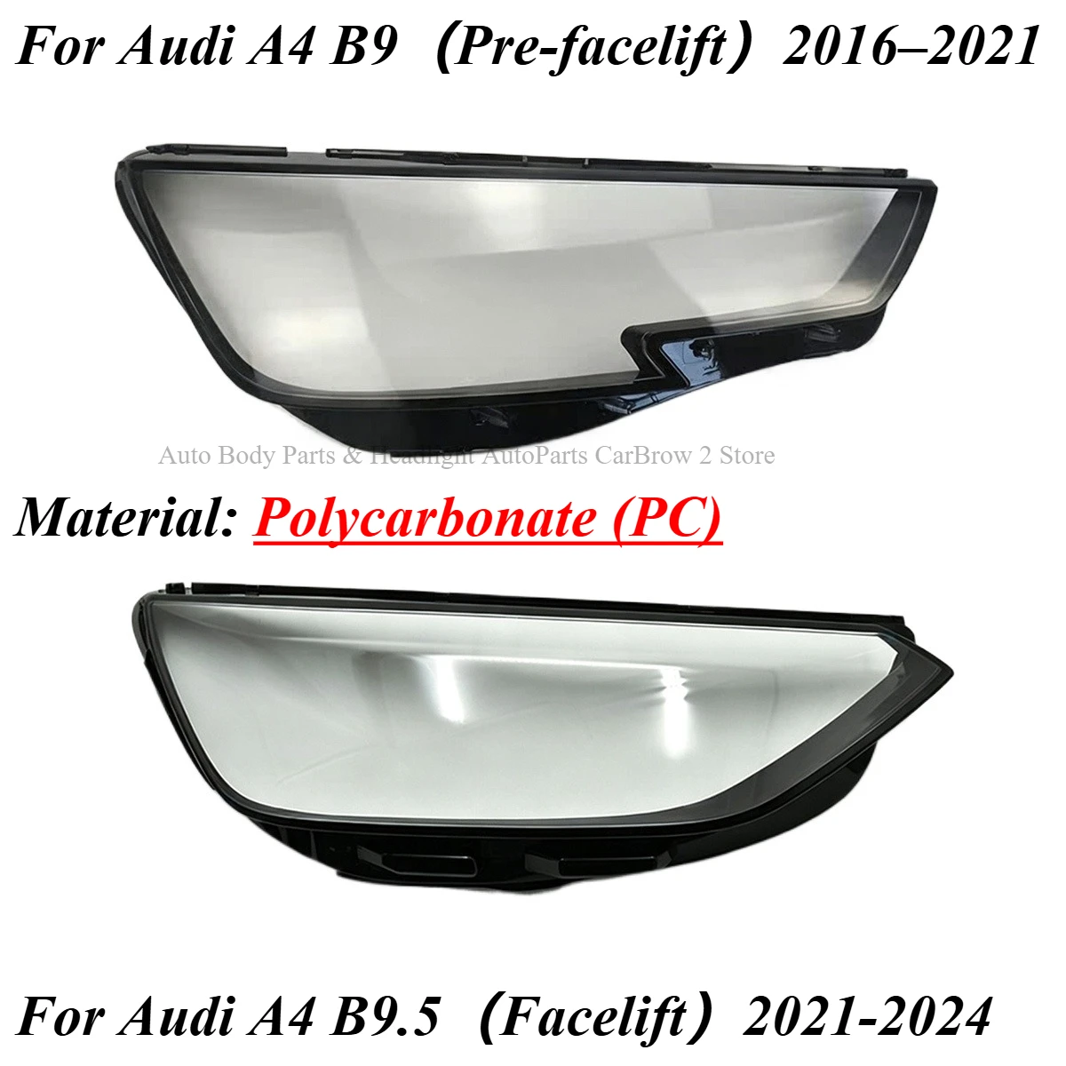 For Audi A4 B9 Typ 8W 2016-2021 Front Head Light Mask Replacement Auto Parts For Audi A4 B9.5 2022 2023 2024 Headlamp Lens Shell