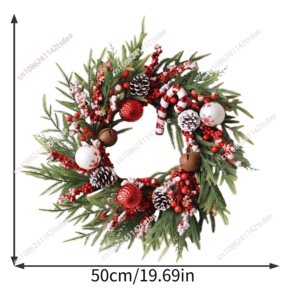 PE Leaf Christmas Wreath Red Fruit Pine Cone Wreath Simulated Berry Decoration Christmas Wreath Pendant