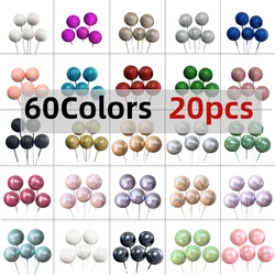 Bolas de colores para pastel de 20 piezas, adornos de espuma de Metal de 2-4cm, bola blanca y negra para niños, decoraciones para tartas de fiesta de cumpleaños, aniversario de boda