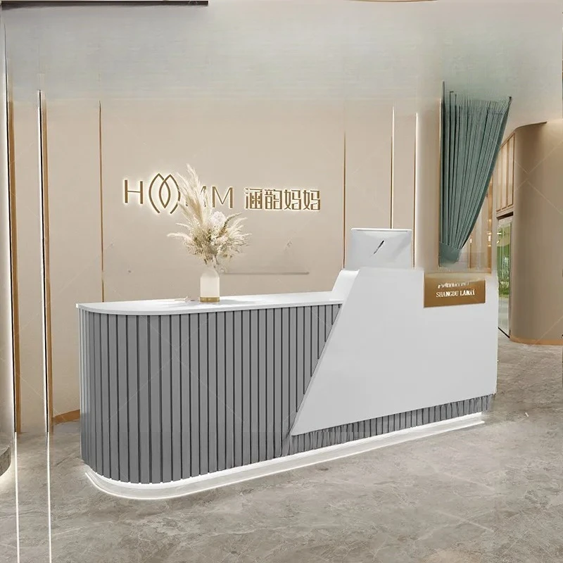 for Clothing Store Checkout Counter Simple Small Internet Celebrity Beauty Hair Curved Bar Table Reception Desk