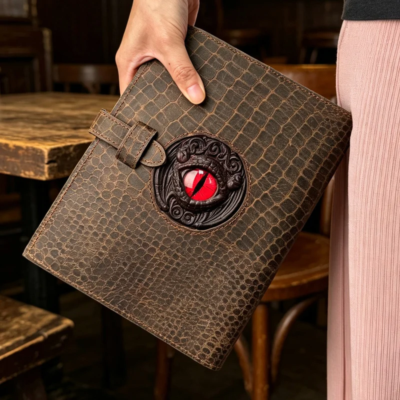 A5 Binder Notebook Cow Leather With Crocodile Pattern Refillable Notebook Vintage Note Book Journal Diary