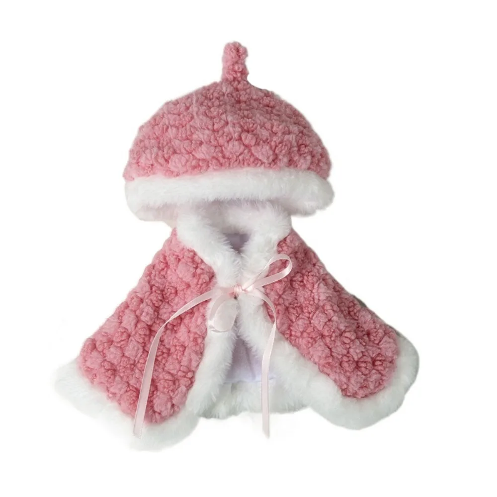 

Lovely 20CM Clothes Pink Red Romantic Shawl Cap Set Photo Props Replacement Outfit Cloak Gift