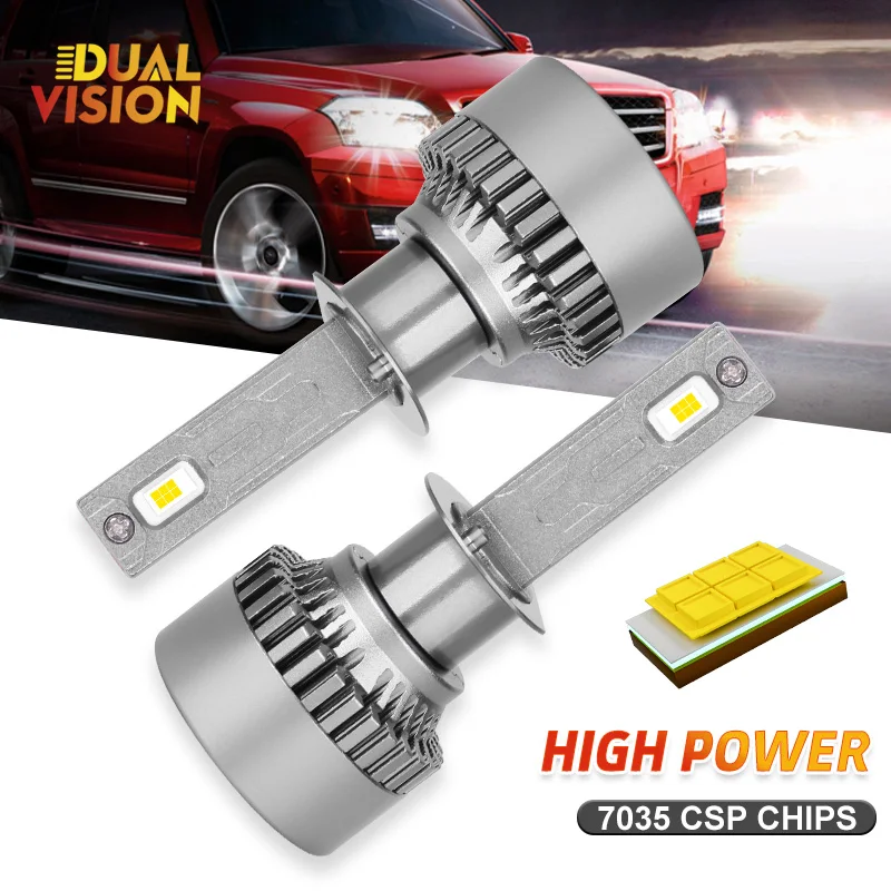 H1 LED Canbus Headlight Auto Fog Lights Super Bright 7035 CSP High Power 6000k Cold White Turbo Lamps  Car Lights 12V 2Pcs