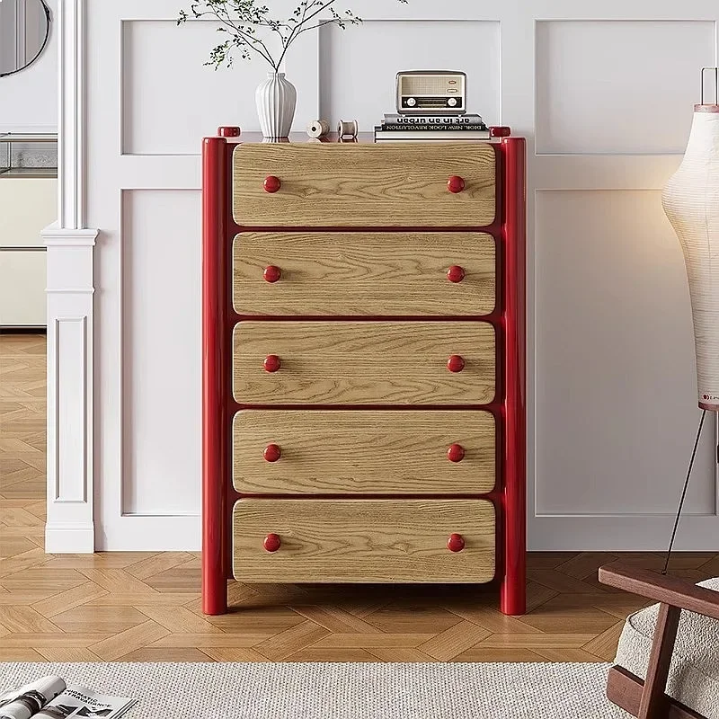 ZX French Wasim Tall Cabinet Living Room Designer Vintage Two-Tone Storage Bedroom Sideboard
