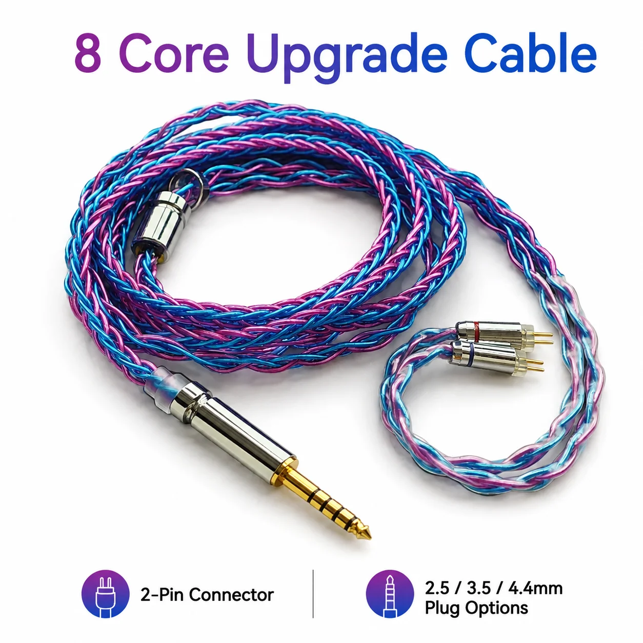 8芯銀メッキOCCアップグレードケーブル、TANCHJIM OLA Bunny 4U Kara Oxygen対応、2ピン、2.5mm 3.5mm 4.4mm、マイクオプション