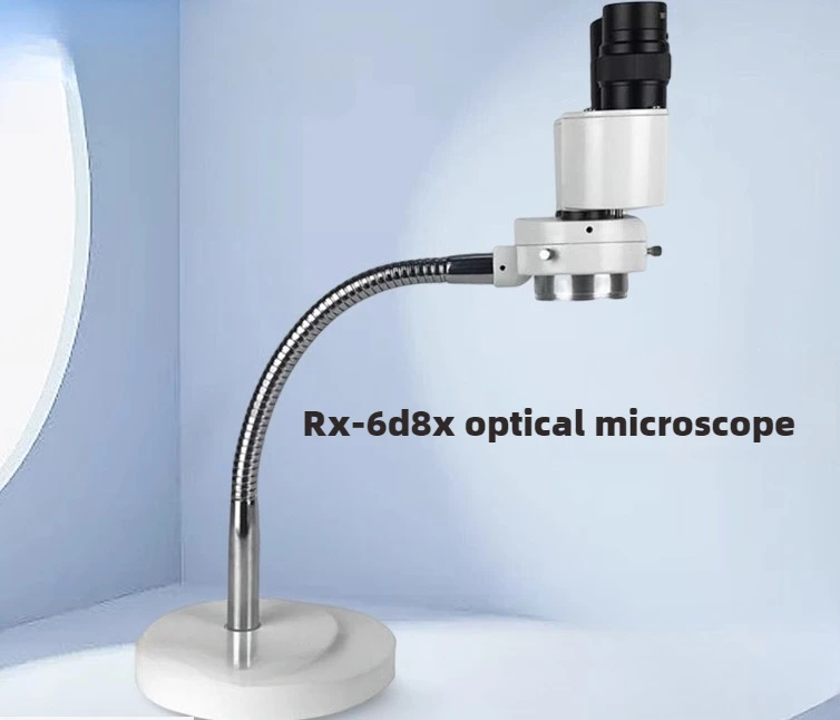 8X, Binocular Stereo Microscope with LED Lights Adjustable Hose for Dentist Oral Soldering PCB Repair Tool RX-6D