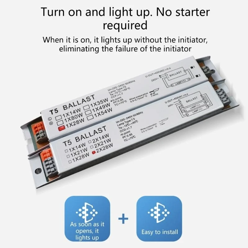 Upgraded 220-240V Wide Voltage T5 Electronic Ballast Fluorescent Lamp Ballasts Simple Installation for Factory Workshop
