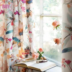 Cortinas opacas americanas para sala de estar, comedor, dormitorio, moderno, estilo Ins, flor floreciente, luz impresa, lujo, nuevo, personalizado, 1 unidad