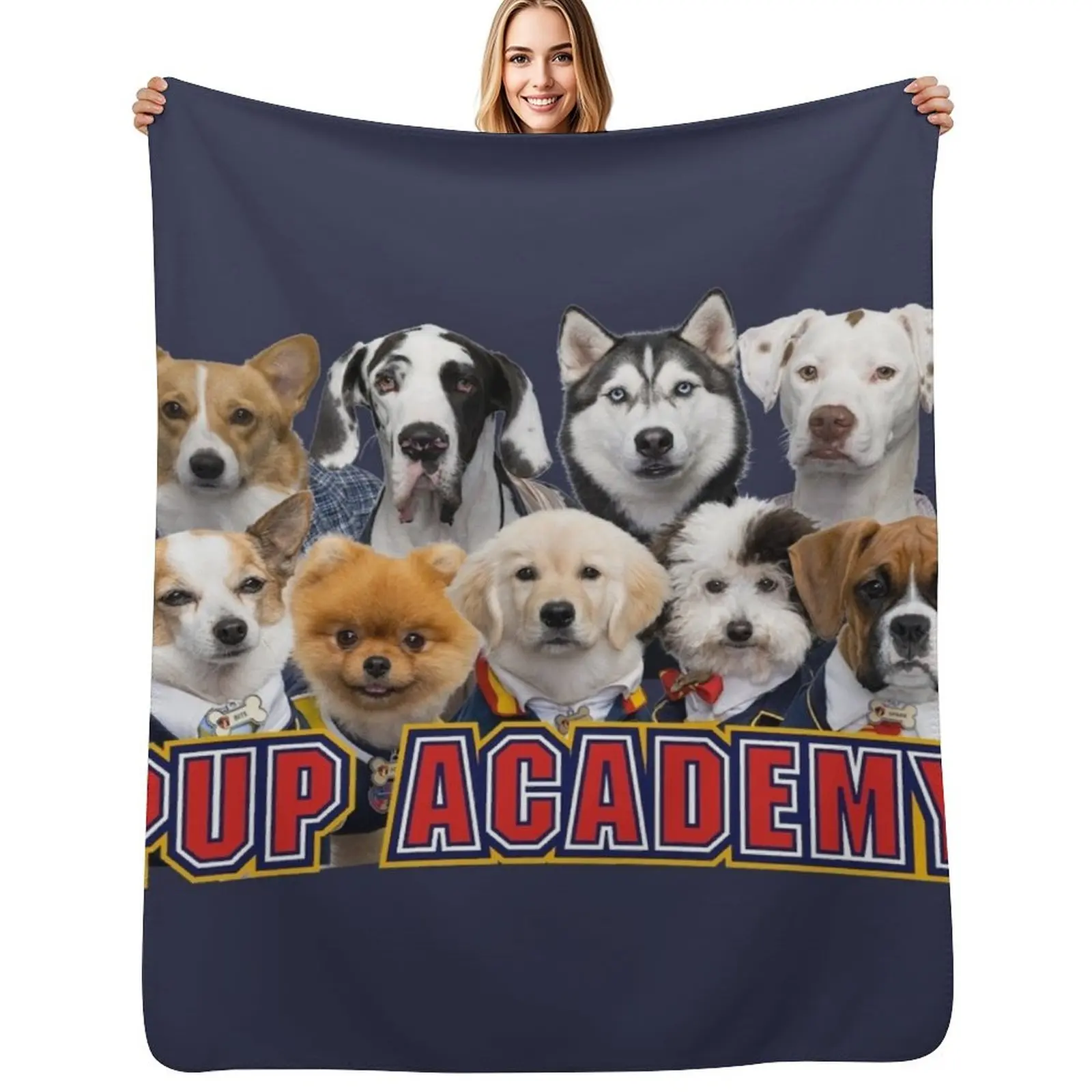 Pup Academy show Throw Blanket Stain Resistant Cozy Warm Blanket